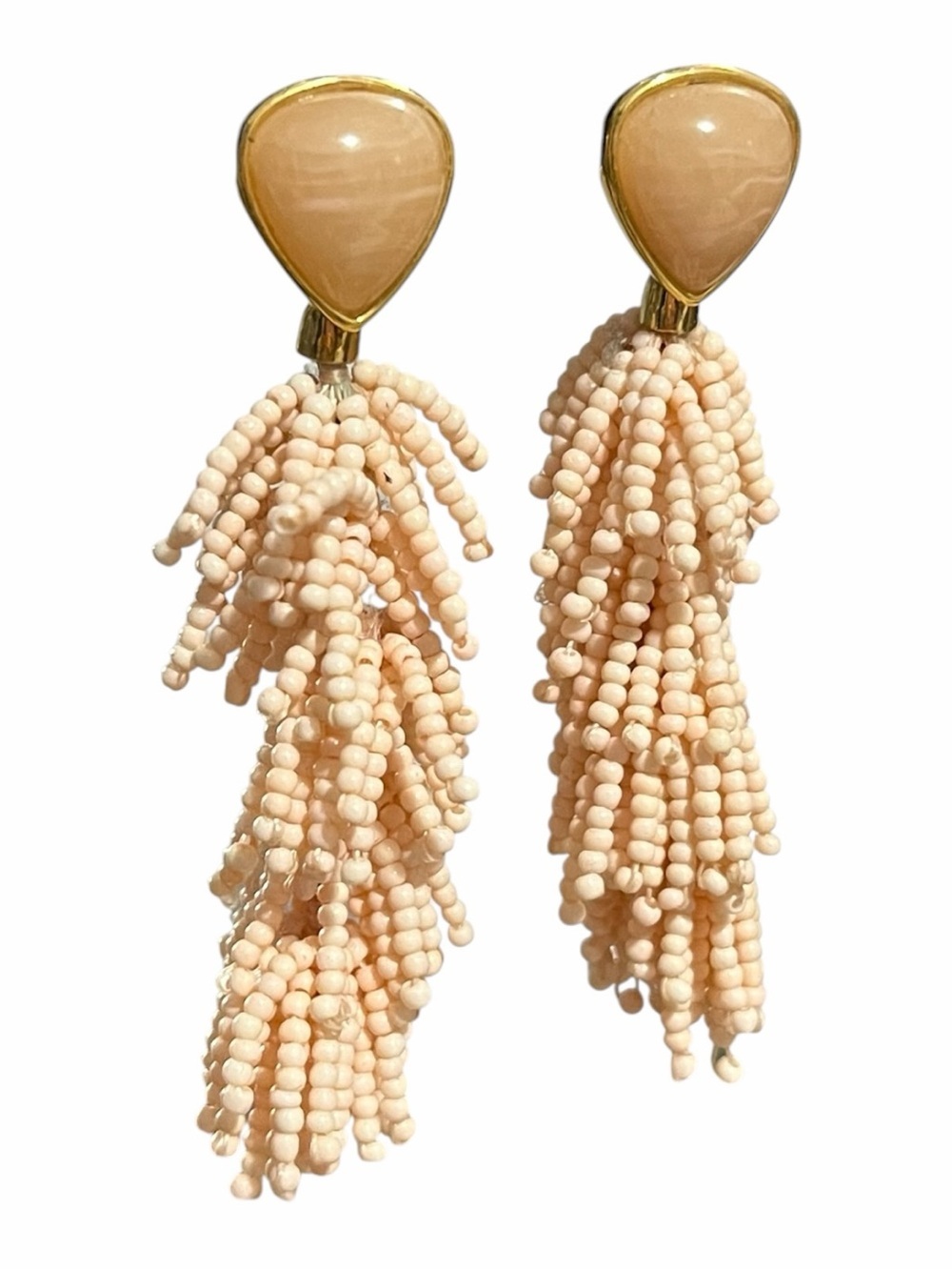 Stella & Dot Blush-Bead Tassel Drop Earrings